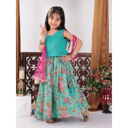 here&now x kinder kids Kinder Kids Girls Embroidered Ready to Wear Lehenga & Blouse With Dupatta-picture-25