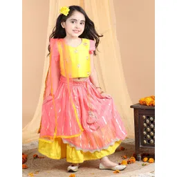 here&now x kinder kids Kinder Kids Girls Embroidered Ready to Wear Lehenga & Blouse With Dupatta-picture-33