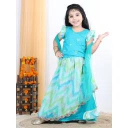 here&now x kinder kids Kinder Kids Girls Embroidered Ready to Wear Lehenga & Blouse With Dupatta-picture-32
