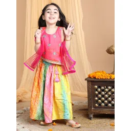 here&now x kinder kids Kinder Kids Girls Embroidered Ready to Wear Lehenga & Blouse With Dupatta-picture-38