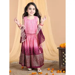 here&now x kinder kids Kinder Kids Girls Embroidered Ready to Wear Lehenga & Blouse With Dupatta-picture-34