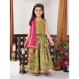 here&now x kinder kids Kinder Kids Girls Embroidered Ready to Wear Lehenga & Blouse With Dupatta-picture-26