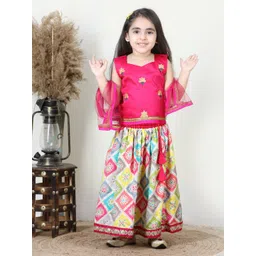 here&now x kinder kids Kinder Kids Girls Embroidered Ready to Wear Lehenga Choli With Dupatta-picture-23