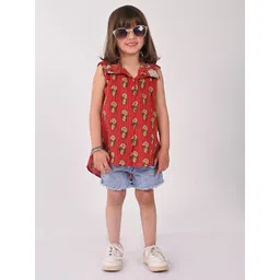 here&now x kinder kids Kinder Kids Girls Floral Printed Cotton Top-picture-47