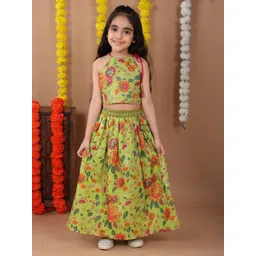 here&now x kinder kids Kinder Kids Girls Printed Ready to Wear Lehenga &-picture-19