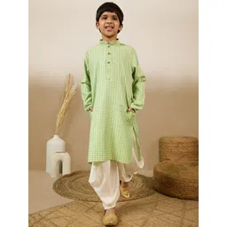 Here&Now X Sanwara Boys Floral Printed Regular Pure Cotton Kurta with Dhoti Pants-picture-21