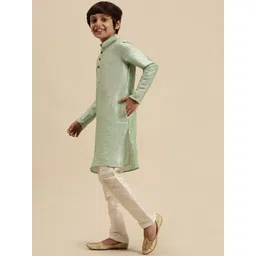 here&now x sanwara Sanwara Boys Green Kurta with Pyjamas-picture-13