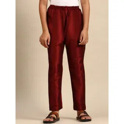 here&now x sanwara Sanwara Boys Maroon Solid Ethnic Silk Pyjama-picture-52