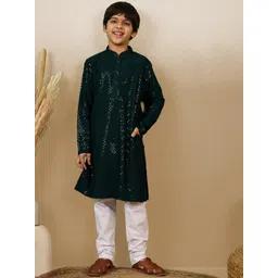 here&now x sanwara Sanwara Boys Sequinned Straight Kurta with Pyjamas-picture-38