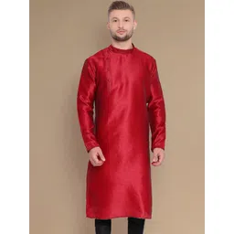 here&now x sanwara Sanwara Geometric  Embroidered Thread Work Mandarin Collar Jacquard Straight Kurta-picture-27