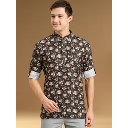 here&now x sanwara Sanwara Mandarin Collar Quirky Printed Cotton Kurta-picture-22