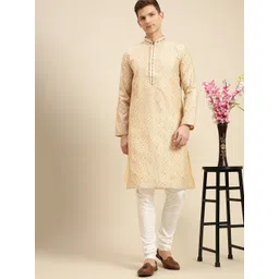 here&now x sanwara Sanwara Men Beige Kurta with Churidar-picture-19