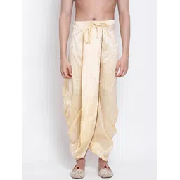 here&now x sanwara Sanwara Men Beige Solid Art Silk Dhoti-picture-16
