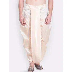 here&now x sanwara Sanwara Men Beige Solid Art Silk Dhoti Pant-picture-20