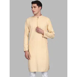 here&now x sanwara Sanwara Men Beige Thread Work Kurta-picture-22