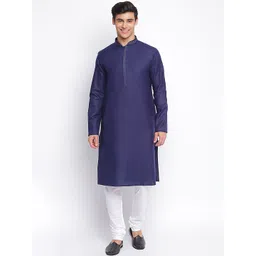 here&now x sanwara Sanwara Men Blue Pastels Kurta-picture-25