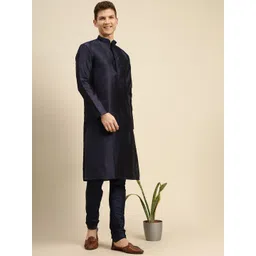 here&now x sanwara Sanwara Men Blue Pleated Kurti with Pyjamas-picture-22