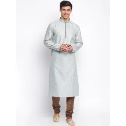 here&now x sanwara Sanwara Men Blue Regular Kurta with Pyjamas-picture-37