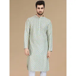 here&now x sanwara Sanwara Men Floral Printed Sequinned Kurta-picture-26