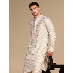 here&now x sanwara Sanwara Men Geometric Embroidered Sequinned Kurta-picture-10