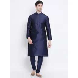 here&now x sanwara Sanwara Men Navy Blue Solid Kurta with Churidar-picture-23