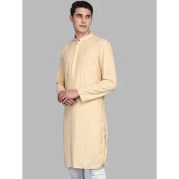 here&now x sanwara Sanwara Men Beige Thread Work Kurta image 5