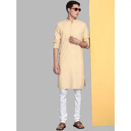 here&now x sanwara Sanwara Men Beige Thread Work Kurta image 2