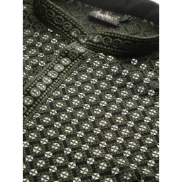 here&now x sanwara Sanwara Men Geometric Embroidered Pure Cotton Kurta With Churidar image 3