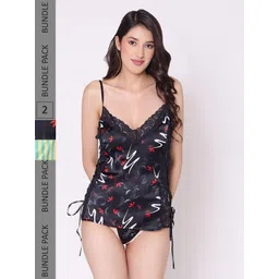 Herryqeal Pack Of 2 Satin Printed Baby Doll-picture-35