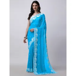 HESVI Embroidered Pure Georgette Saree-picture-35