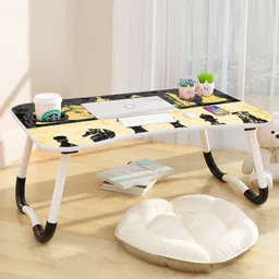 hf harsh fashion Foldable Laptop Table with Cup Holder | Mac Holder | Study Table Rounded Edges Wood Portable Laptop Table-picture-27