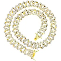 Iced Out Diamond Cuban Link Chain for Men Women Silver Gold Miami Cuban Necklaces Hip Hop 16-30 Inches-image-44