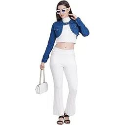 hi-fashion Denim Solid Casual Coat For Women image 1