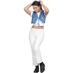 hi-fashion Denim Embroidered Dori Coat For Women-picture-35