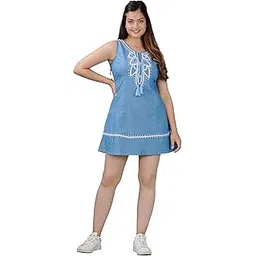 hi-fashion Embroidered Denim Dress for Women with DORI/Girls-picture-17