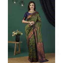 HI FI NX Floral Woven Design Pure Silk Banarasi Saree-picture-28