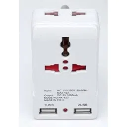 hi-plasst pins n plugs Hi-Plasst Dual USB Charger with Universal 2-Pin & 3-PIN Socket Worldwide Adapter 10A, Indian Pin Plug(White)-picture-13