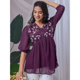 HIALTO Women Floral Embroidered Top-picture-24