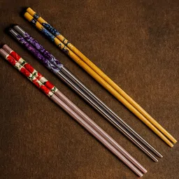 hichaki Eating, Training, Cooking, Decorative Stainless Steel, Bamboo Chinese, Korean, Japanese, Vietnamese Chopstick-picture-35