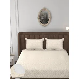 HIDECOR Cream-Coloured 210 TC King Bedsheet With 2 Pillow Covers-picture-32