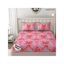 HIDECOR Pink Floral 210 TC King Bedsheet with 2 Pillow Covers-picture-17