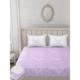 HIDECOR Purple & White 210 TC King Bedsheet with 2 Pillow Covers-picture-39