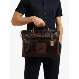 Hidesign Dark Brown IVY CARNEGIE 01 Animal Medium Leather Laptop Bag-picture-12