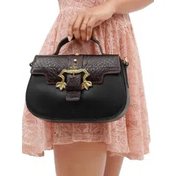 Hidesign Kawaii Black & red Textured Medium Handbag-picture-31