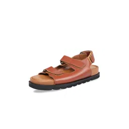 Hidesign Leather Velcro Open Toe Flats-picture-17