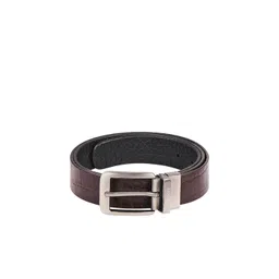 Hidesign Men Brown & Black Textured Reversible Leather Belt-picture-31