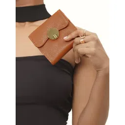 Hidesign Orange Casual Leather Tri-Fold Wallet For Women-picture-22