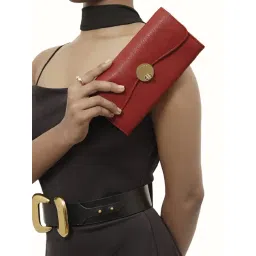 Hidesign Red Casual Leather Wallet For Women-picture-18