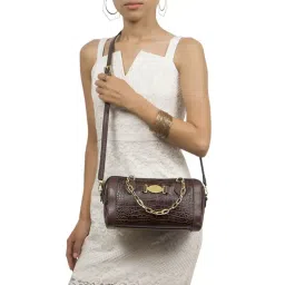 Hidesign Selena 04 Brown Leather Textured Sling Handbag-picture-18