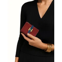 Hidesign Trinity W2 Genuine Leather Womens Maroon Bi Fold Wallet-picture-37